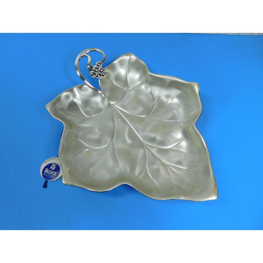 Ikora Leaf Dish Silver Plate Marked & Tag Germany 9.5 X 8 in.